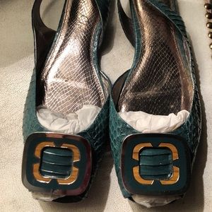 Sam Edelman Erica Sea Green Snake Slingbacks